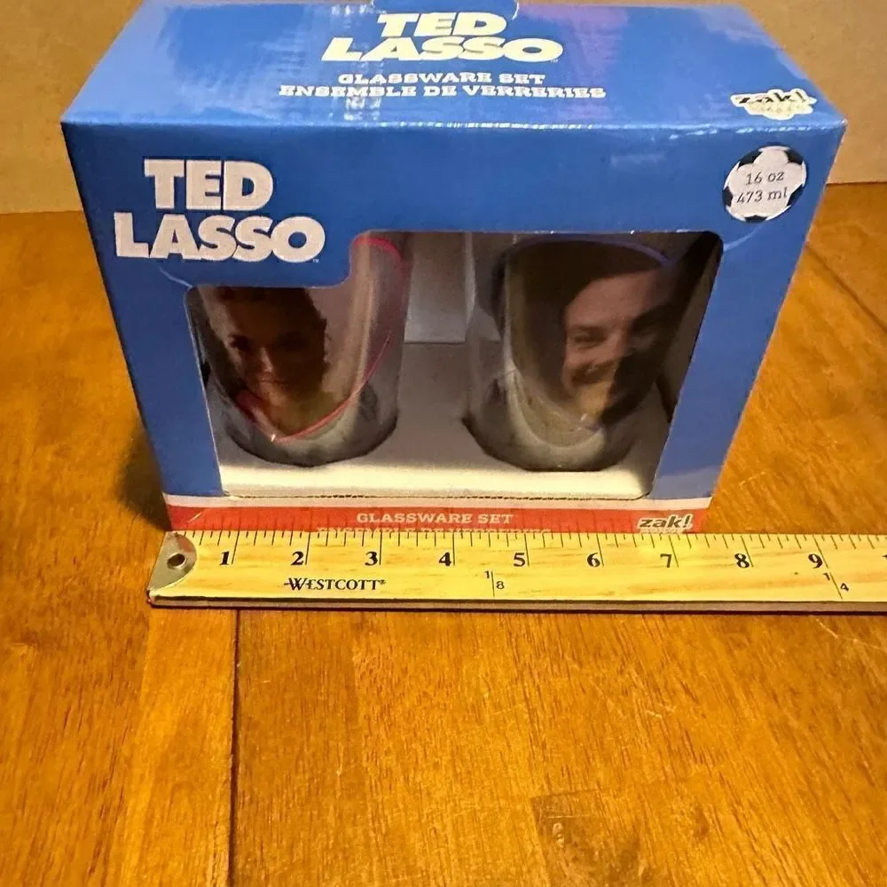 Ted Lasso ZAK! Double Sided 10oz Glass Set Apple TV Show New in box